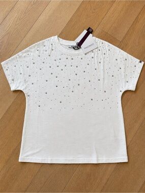 Rinascimento White Short Sleeve Embellished Tee